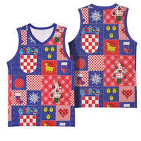 Croatia Christmas Patchwork Basketball Jersey - Wonder Print Shop