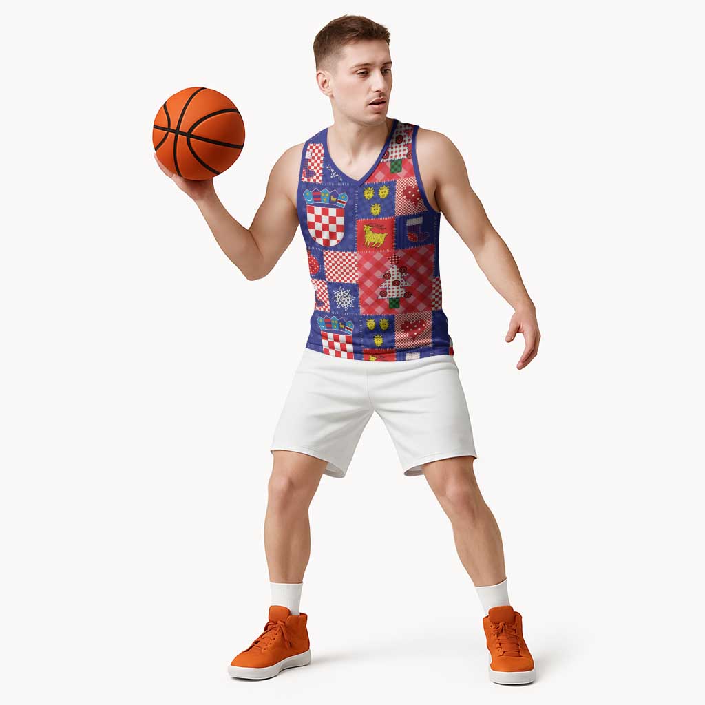 Croatia Christmas Patchwork Basketball Jersey - Wonder Print Shop