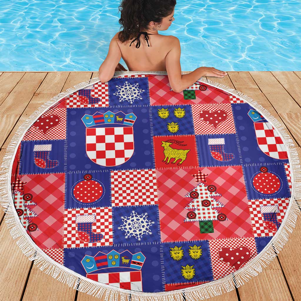 Croatia Christmas Patchwork Beach Blanket - Wonder Print Shop