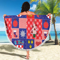 Croatia Christmas Patchwork Beach Blanket - Wonder Print Shop