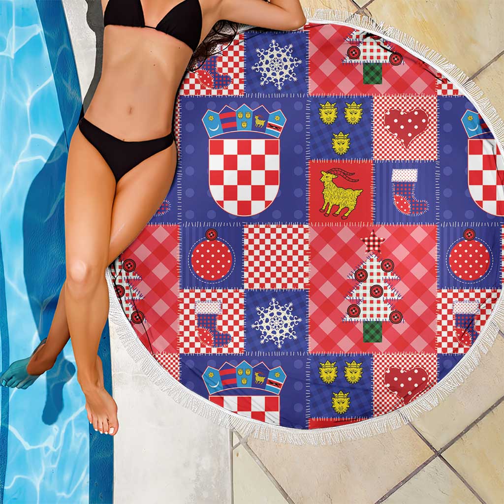 Croatia Christmas Patchwork Beach Blanket - Wonder Print Shop