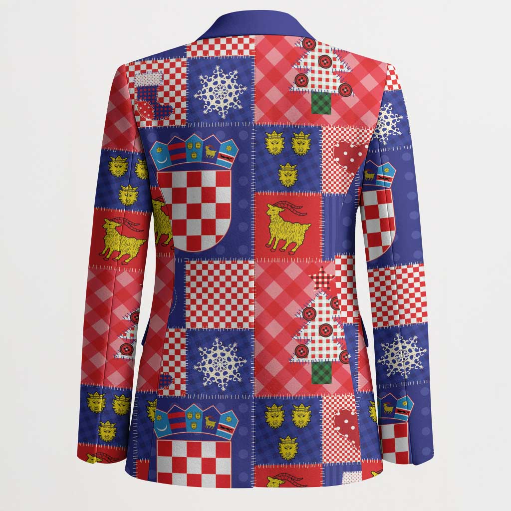 Croatia Christmas Patchwork Blazer - Wonder Print Shop