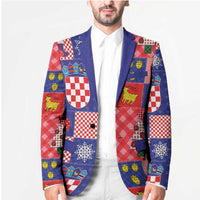 Croatia Christmas Patchwork Blazer - Wonder Print Shop