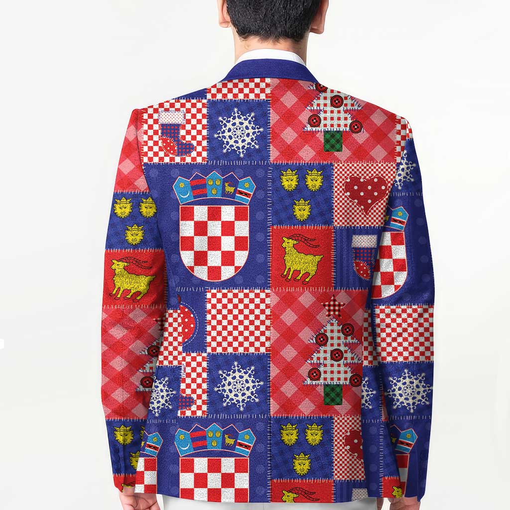 Croatia Christmas Patchwork Blazer - Wonder Print Shop