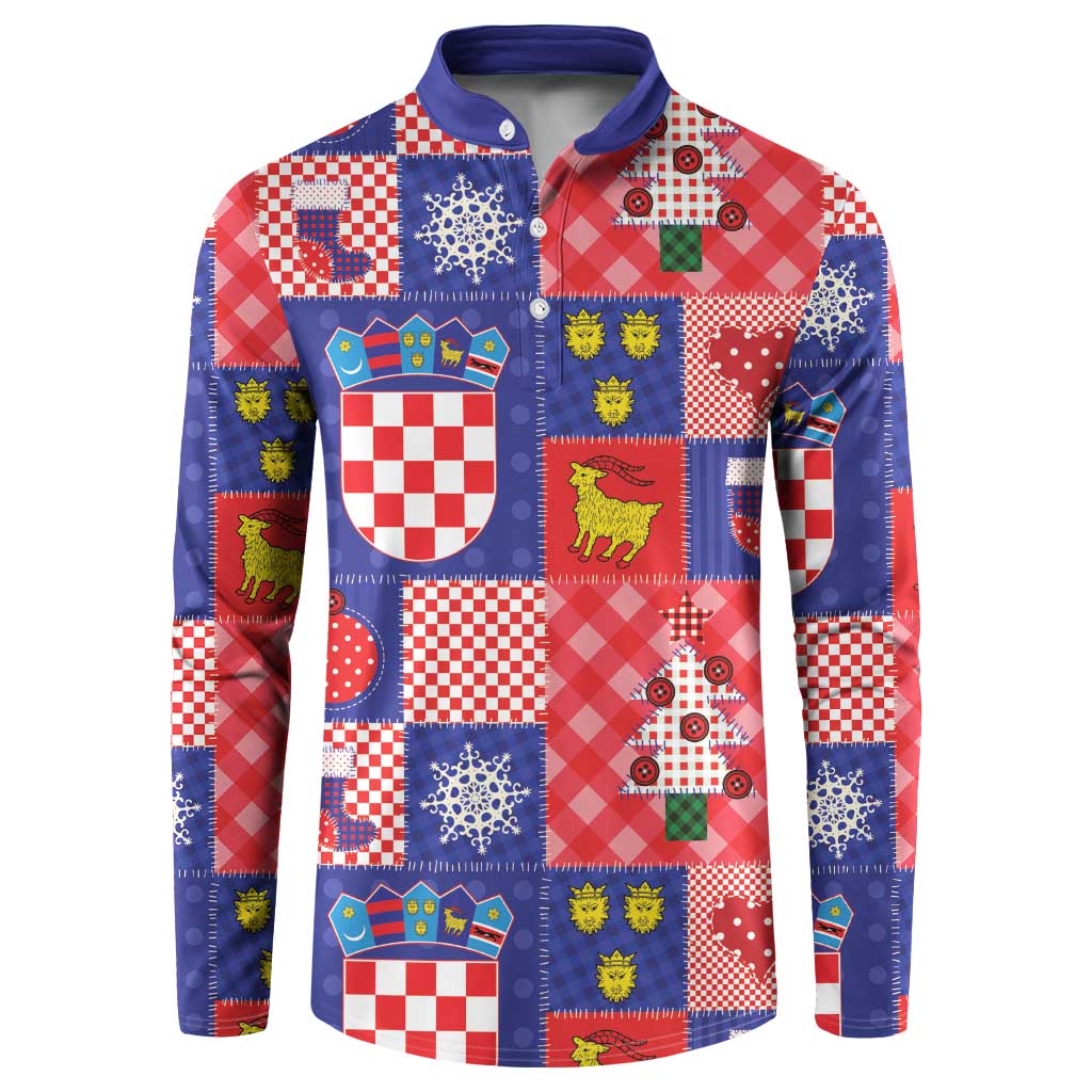 Croatia Christmas Patchwork Button Sweatshirt - Wonder Print Shop