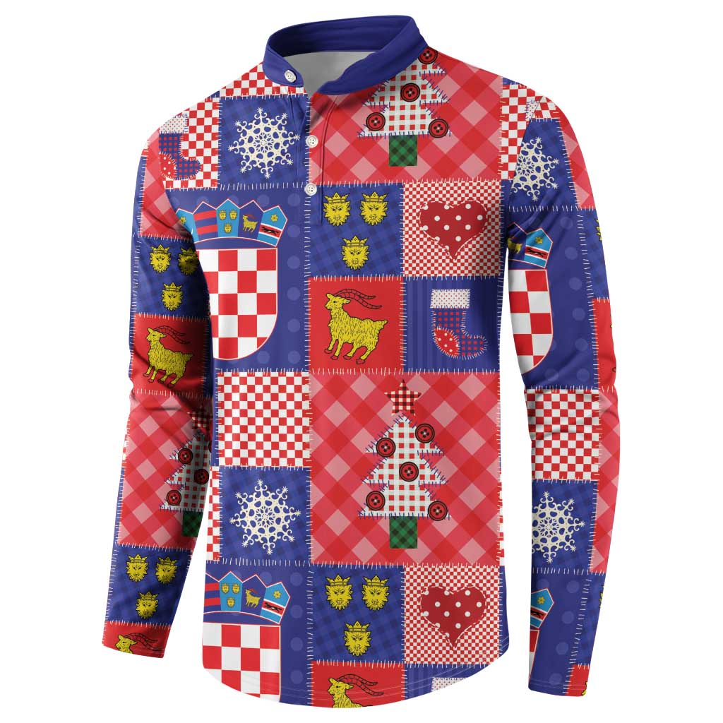 Croatia Christmas Patchwork Button Sweatshirt - Wonder Print Shop