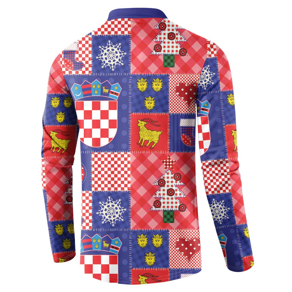 Croatia Christmas Patchwork Button Sweatshirt - Wonder Print Shop