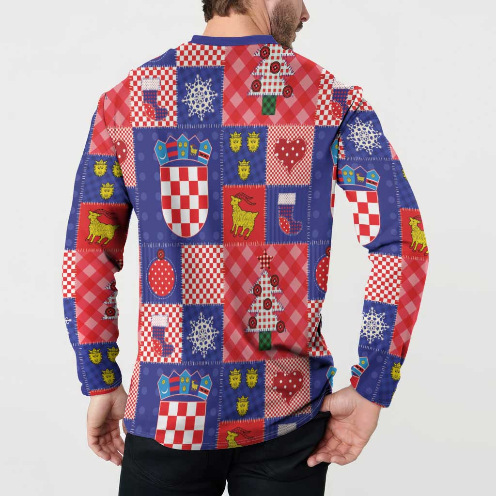 Croatia Christmas Patchwork Button Sweatshirt - Wonder Print Shop