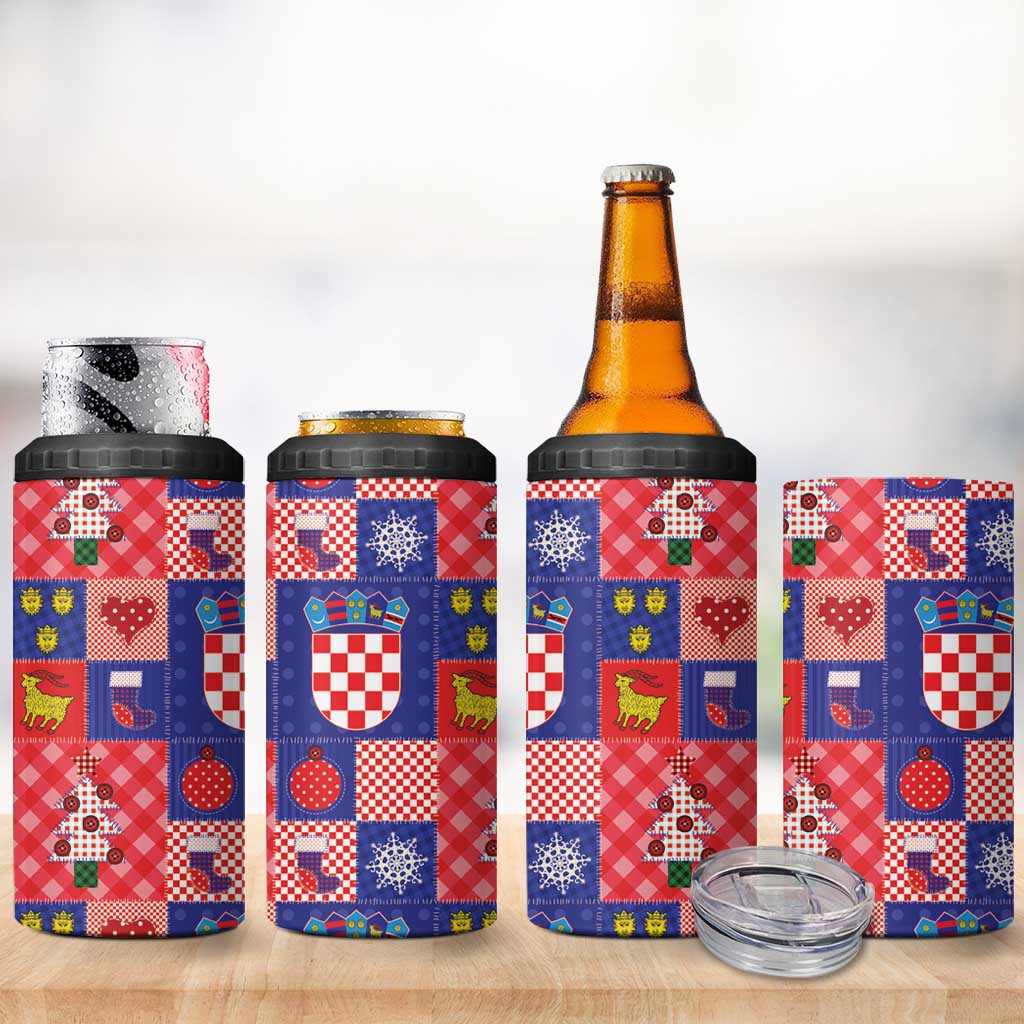 Croatia Christmas Patchwork 4 in 1 Can Cooler Tumbler - Wonder Print Shop