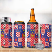 Croatia Christmas Patchwork 4 in 1 Can Cooler Tumbler - Wonder Print Shop