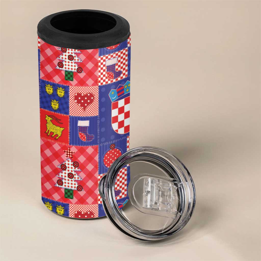 Croatia Christmas Patchwork 4 in 1 Can Cooler Tumbler - Wonder Print Shop