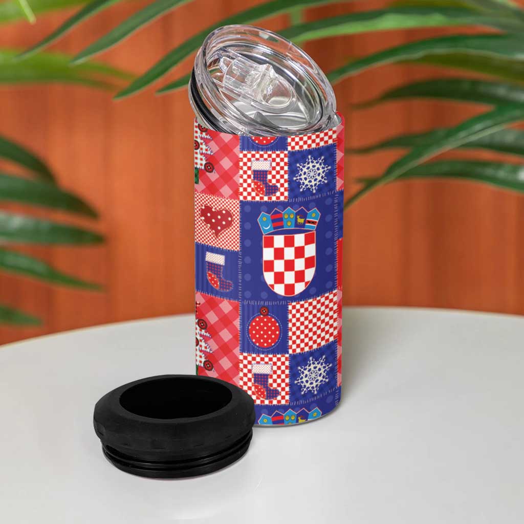 Croatia Christmas Patchwork 4 in 1 Can Cooler Tumbler - Wonder Print Shop