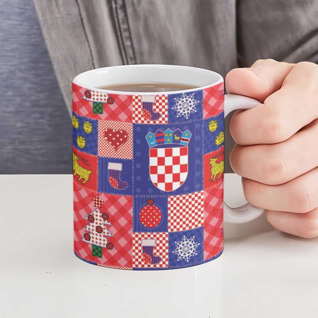 Croatia Christmas Patchwork Ceramic Mug - Wonder Print Shop