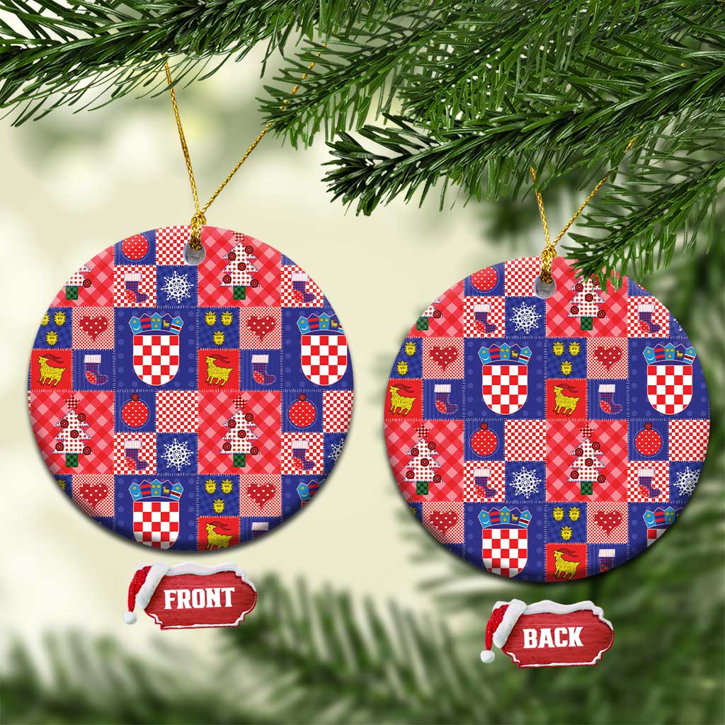 Croatia Christmas Patchwork Ceramic Ornament - Wonder Print Shop