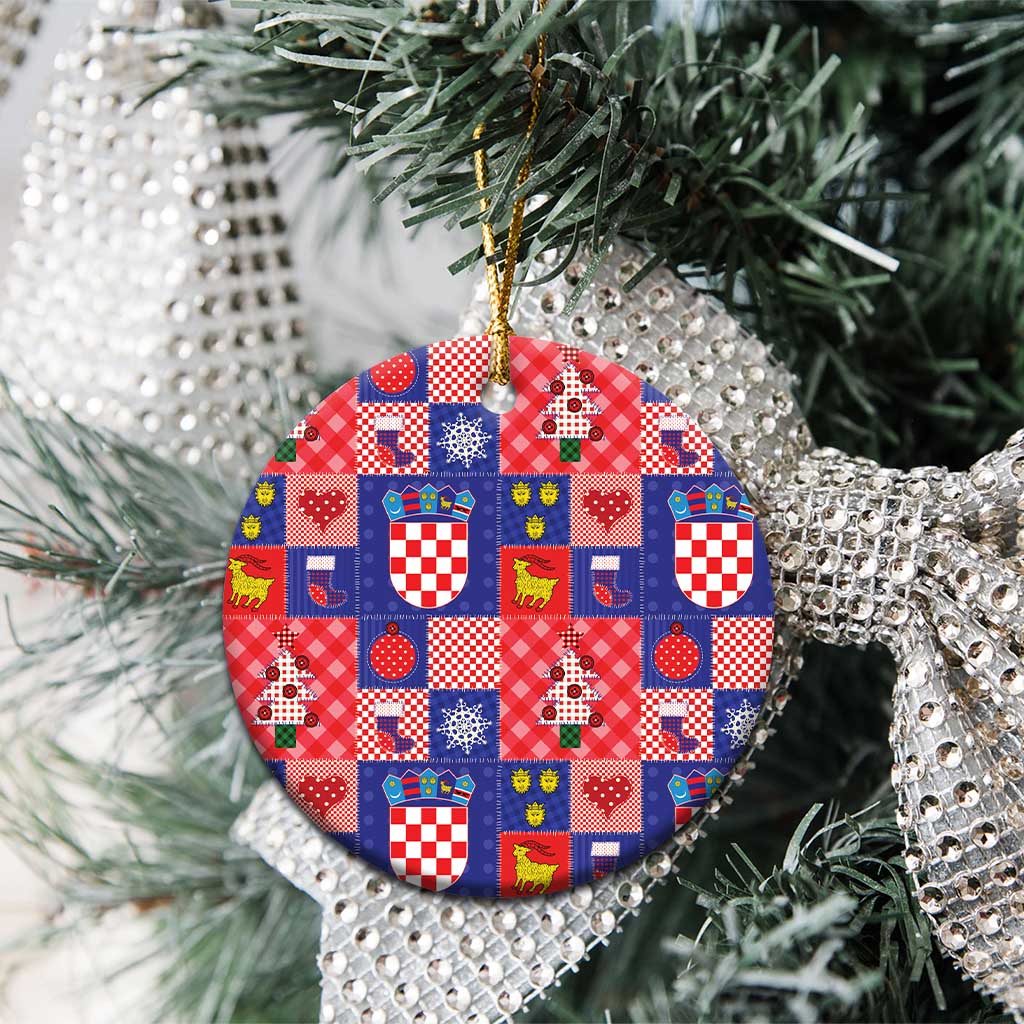 Croatia Christmas Patchwork Ceramic Ornament - Wonder Print Shop