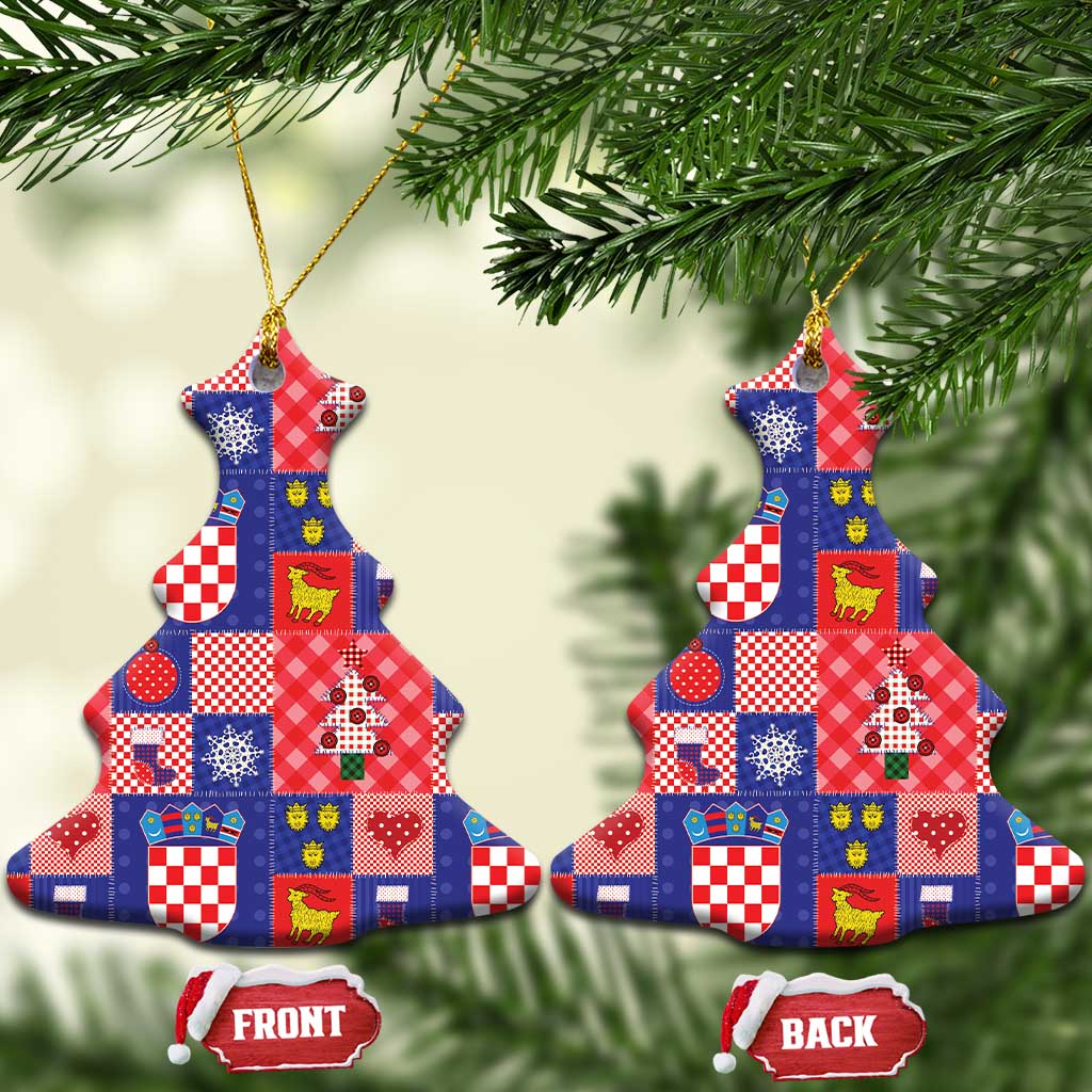 Croatia Christmas Patchwork Ceramic Ornament - Wonder Print Shop