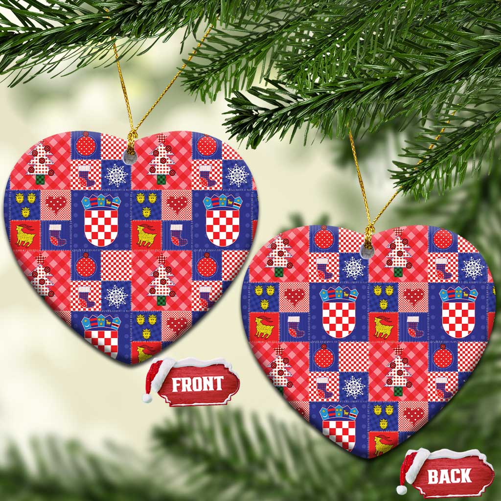 Croatia Christmas Patchwork Ceramic Ornament - Wonder Print Shop