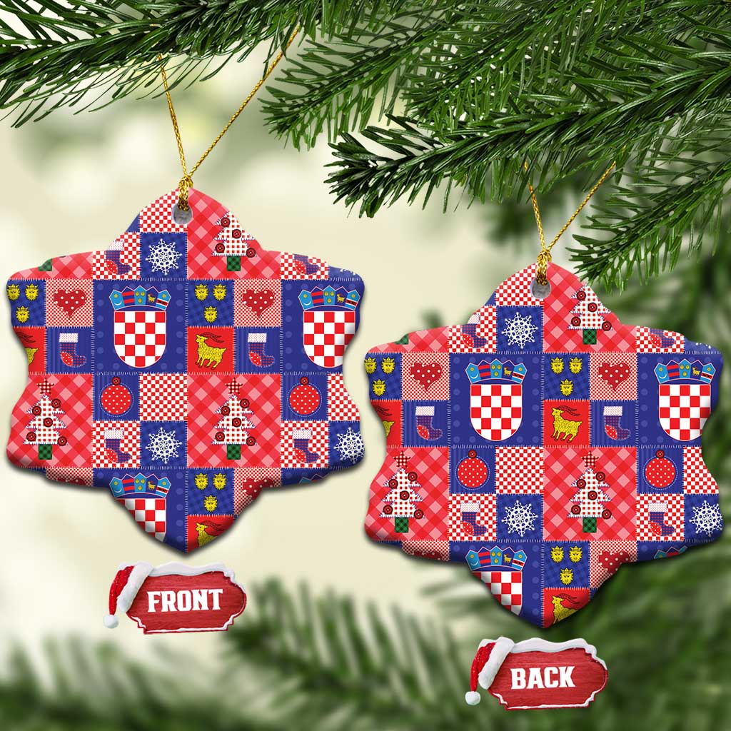 Croatia Christmas Patchwork Ceramic Ornament - Wonder Print Shop