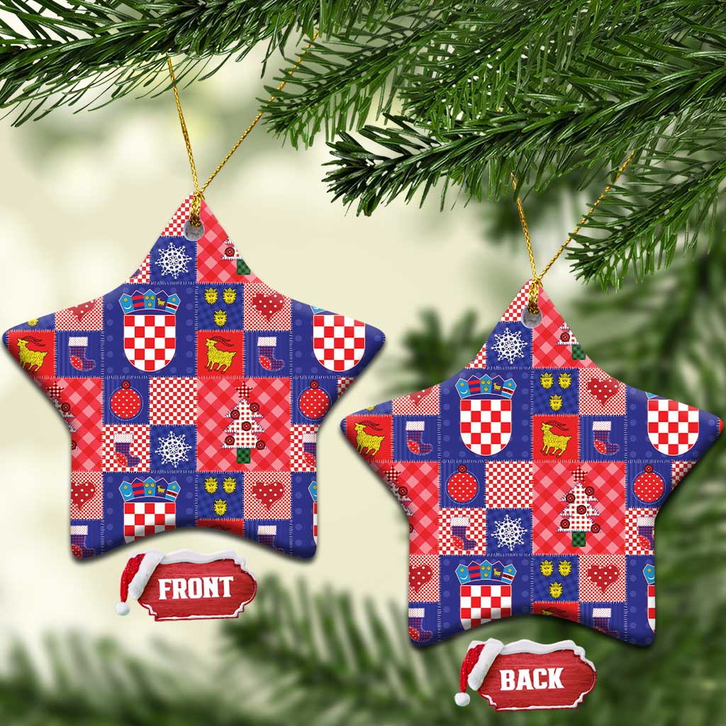 Croatia Christmas Patchwork Ceramic Ornament - Wonder Print Shop