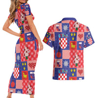 Croatia Christmas Patchwork Couples Matching Short Sleeve Bodycon Dress and Hawaiian Shirt - Wonder Print Shop