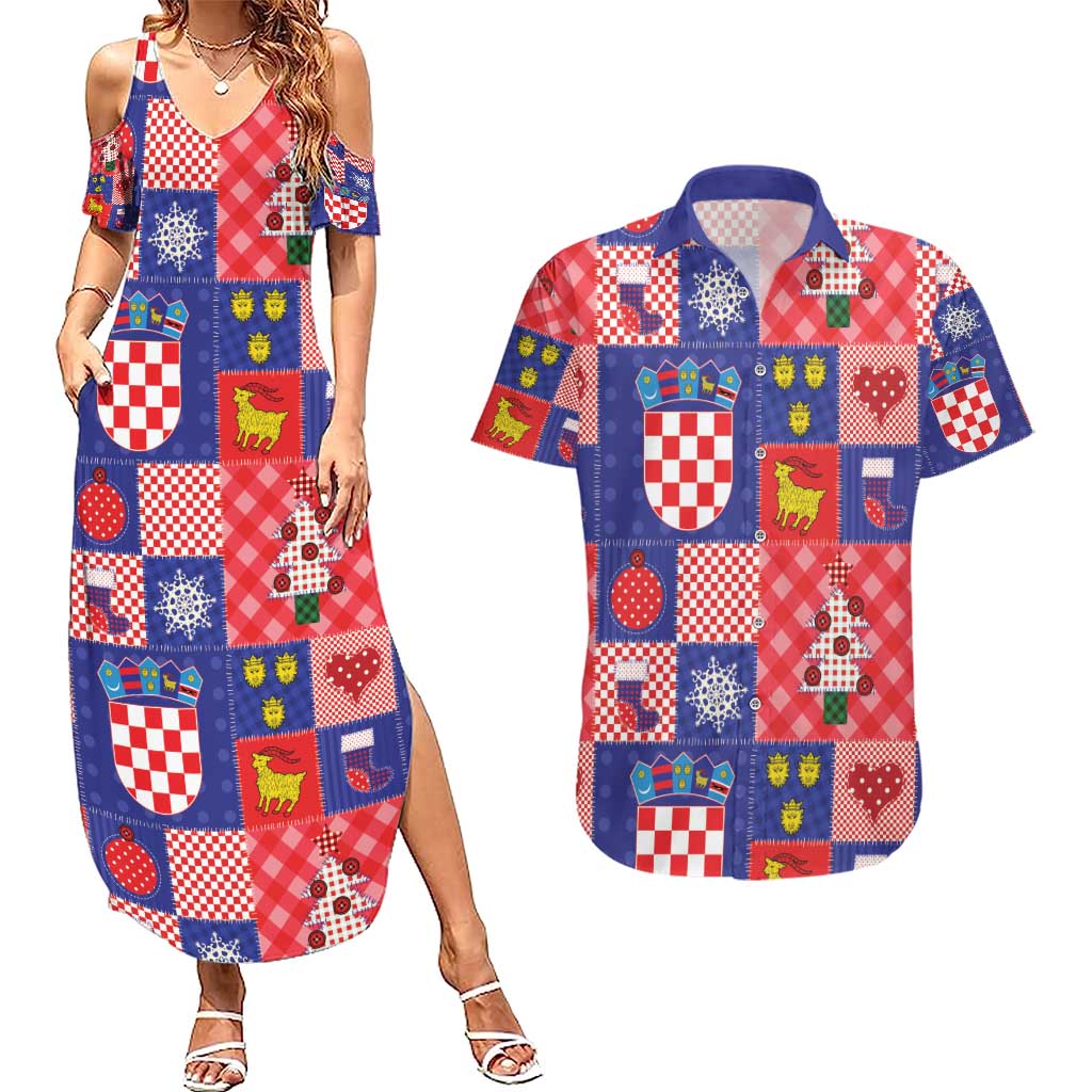Croatia Christmas Patchwork Couples Matching Summer Maxi Dress and Hawaiian Shirt - Wonder Print Shop