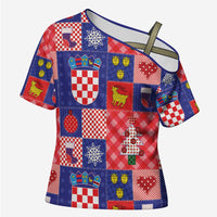Croatia Christmas Patchwork Cross Shoulder Shirt - Wonder Print Shop