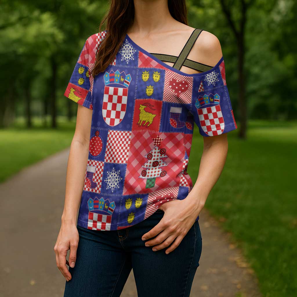 Croatia Christmas Patchwork Cross Shoulder Shirt - Wonder Print Shop