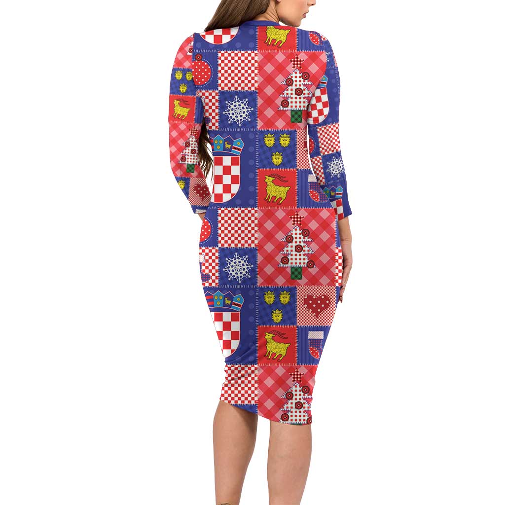 Croatia Christmas Patchwork Family Matching Long Sleeve Bodycon Dress and Hawaiian Shirt - Wonder Print Shop