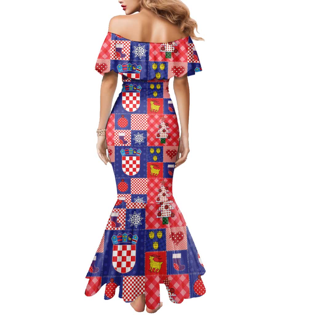 Croatia Christmas Patchwork Family Matching Mermaid Dress and Hawaiian Shirt - Wonder Print Shop