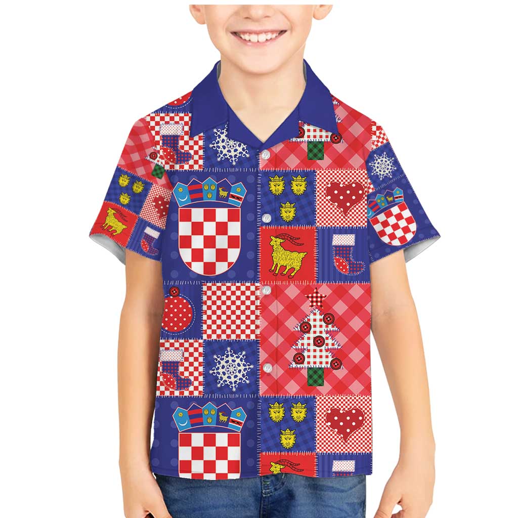 Croatia Christmas Patchwork Family Matching Mermaid Dress and Hawaiian Shirt - Wonder Print Shop