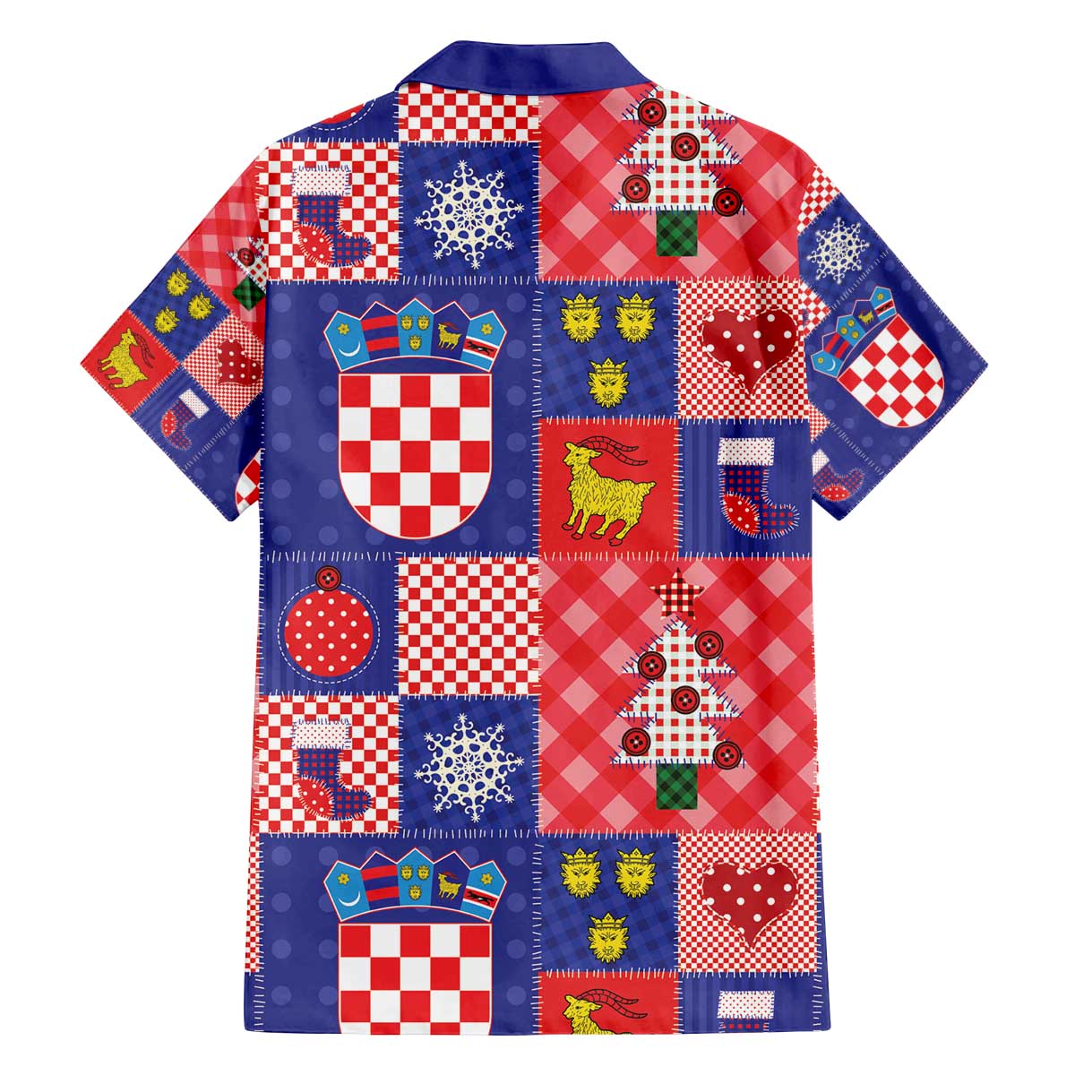 Croatia Christmas Patchwork Family Matching Off The Shoulder Long Sleeve Dress and Hawaiian Shirt - Wonder Print Shop