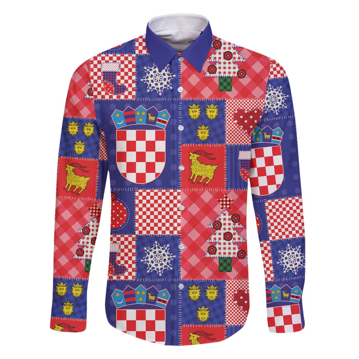 Croatia Christmas Patchwork Family Matching Off The Shoulder Long Sleeve Dress and Hawaiian Shirt - Wonder Print Shop