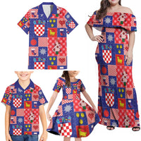 Croatia Christmas Patchwork Family Matching Off Shoulder Maxi Dress and Hawaiian Shirt - Wonder Print Shop