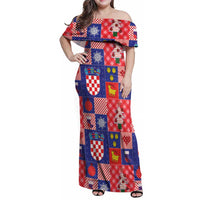 Croatia Christmas Patchwork Family Matching Off Shoulder Maxi Dress and Hawaiian Shirt - Wonder Print Shop