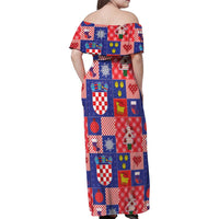 Croatia Christmas Patchwork Family Matching Off Shoulder Maxi Dress and Hawaiian Shirt - Wonder Print Shop