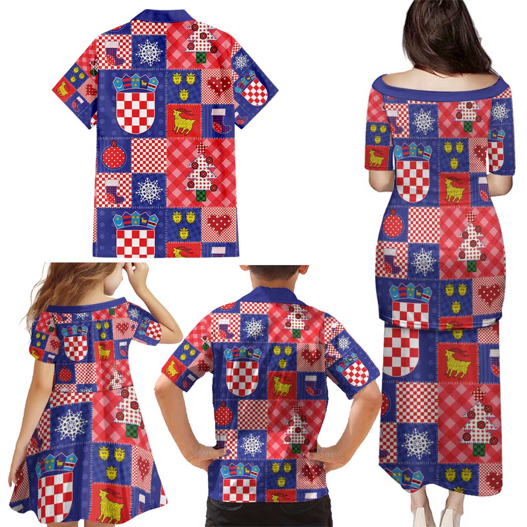 Croatia Christmas Patchwork Family Matching Puletasi and Hawaiian Shirt - Wonder Print Shop