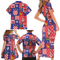 Croatia Christmas Patchwork Family Matching Short Sleeve Bodycon Dress and Hawaiian Shirt - Wonder Print Shop
