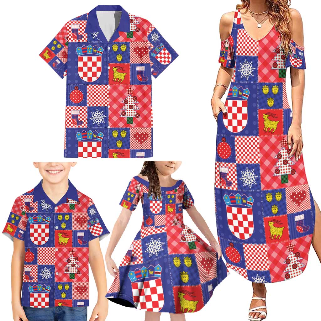 Croatia Christmas Patchwork Family Matching Summer Maxi Dress and Hawaiian Shirt - Wonder Print Shop