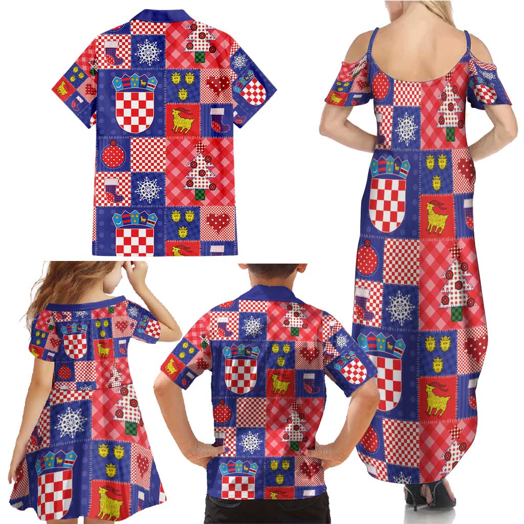 Croatia Christmas Patchwork Family Matching Summer Maxi Dress and Hawaiian Shirt - Wonder Print Shop