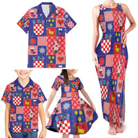 Croatia Christmas Patchwork Family Matching Tank Maxi Dress and Hawaiian Shirt - Wonder Print Shop
