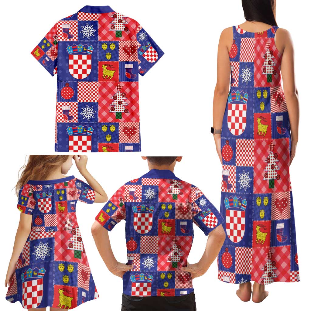 Croatia Christmas Patchwork Family Matching Tank Maxi Dress and Hawaiian Shirt - Wonder Print Shop