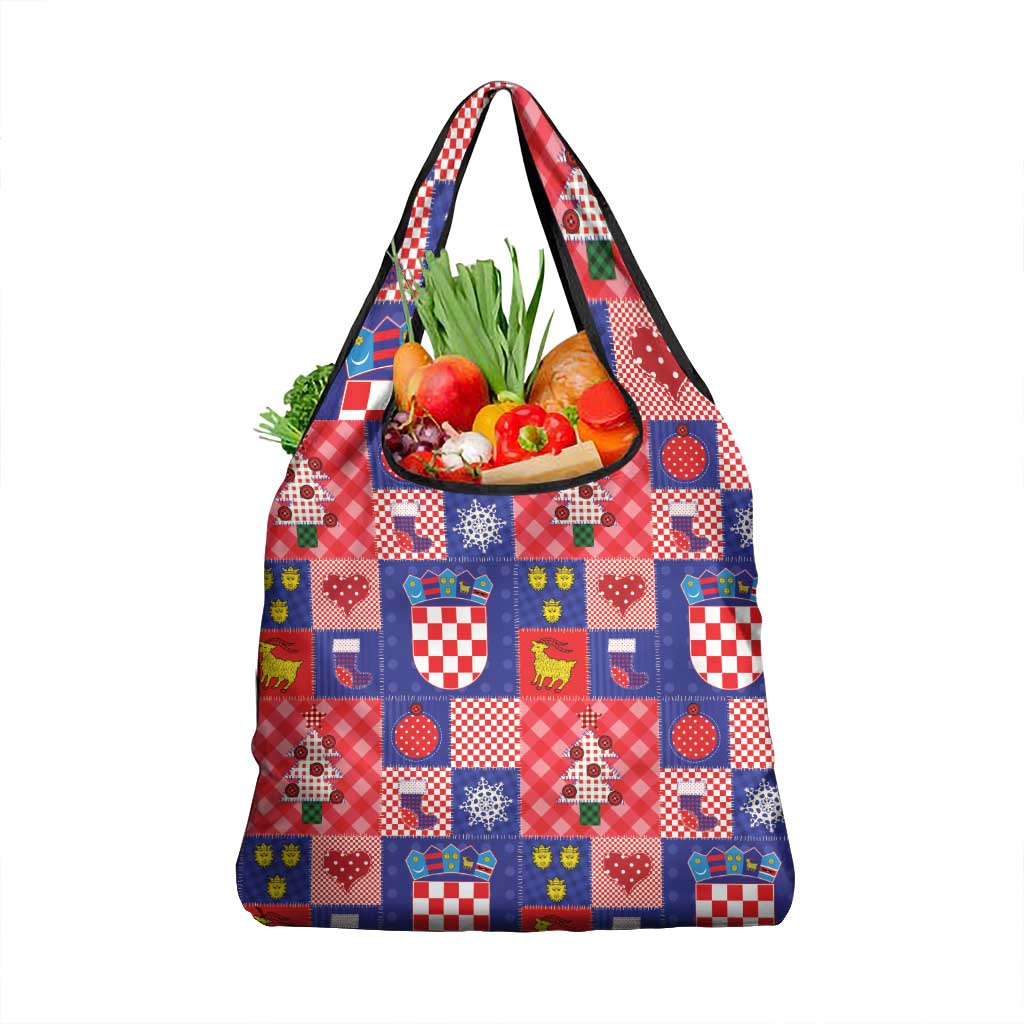 Croatia Christmas Patchwork Grocery Bag - Wonder Print Shop