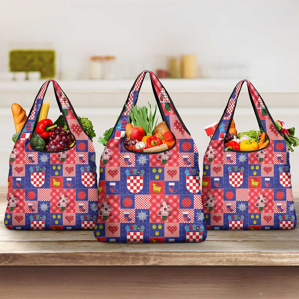 Croatia Christmas Patchwork Grocery Bag - Wonder Print Shop