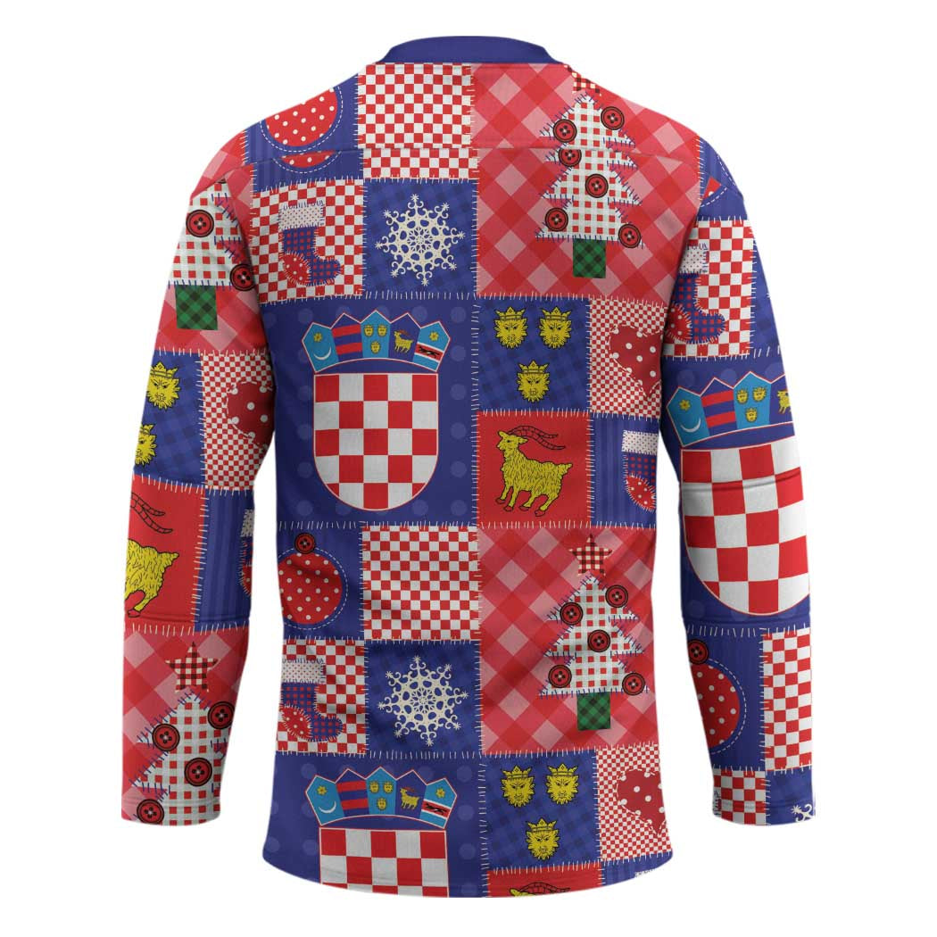 Croatia Christmas Patchwork Hockey Jersey - Wonder Print Shop