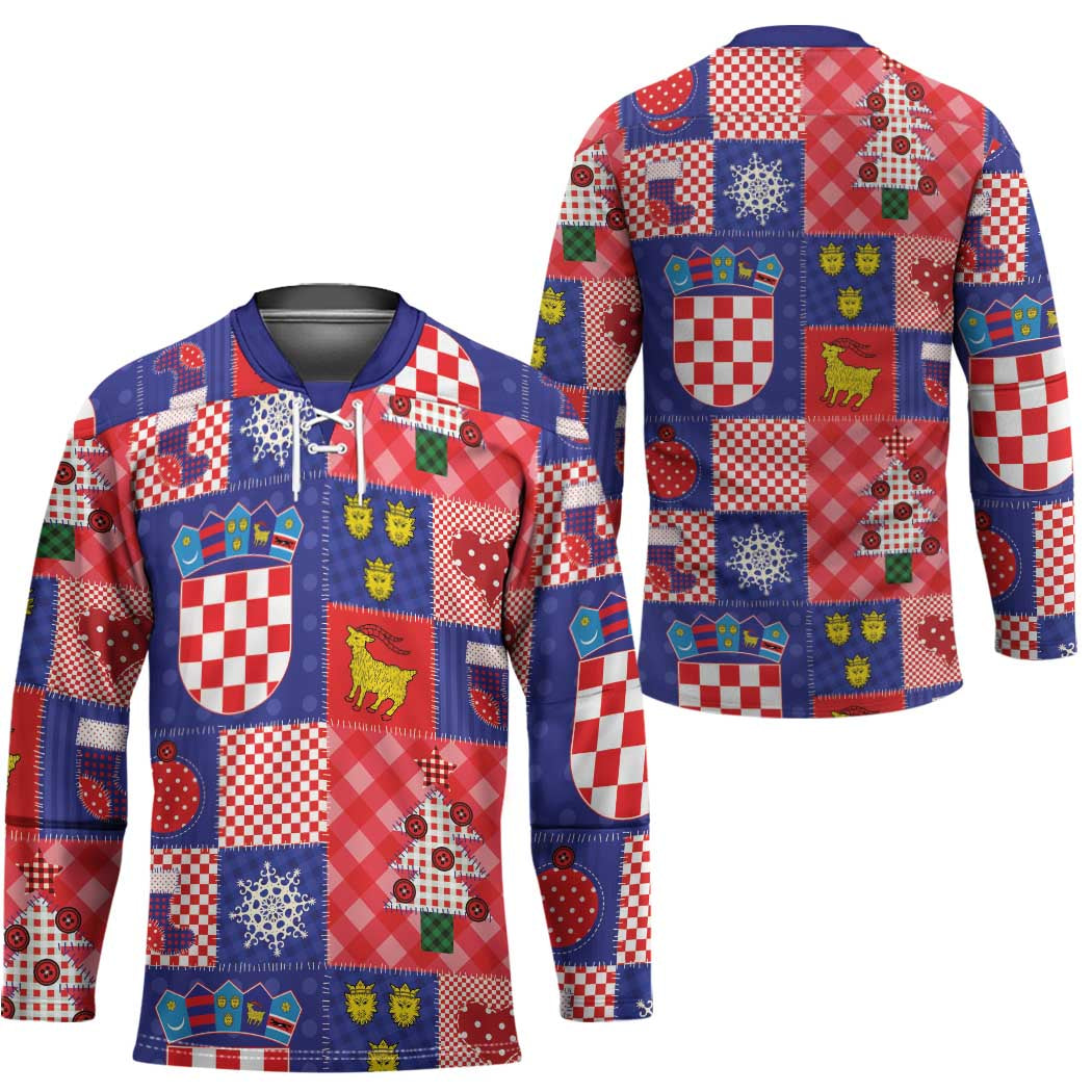 Croatia Christmas Patchwork Hockey Jersey - Wonder Print Shop