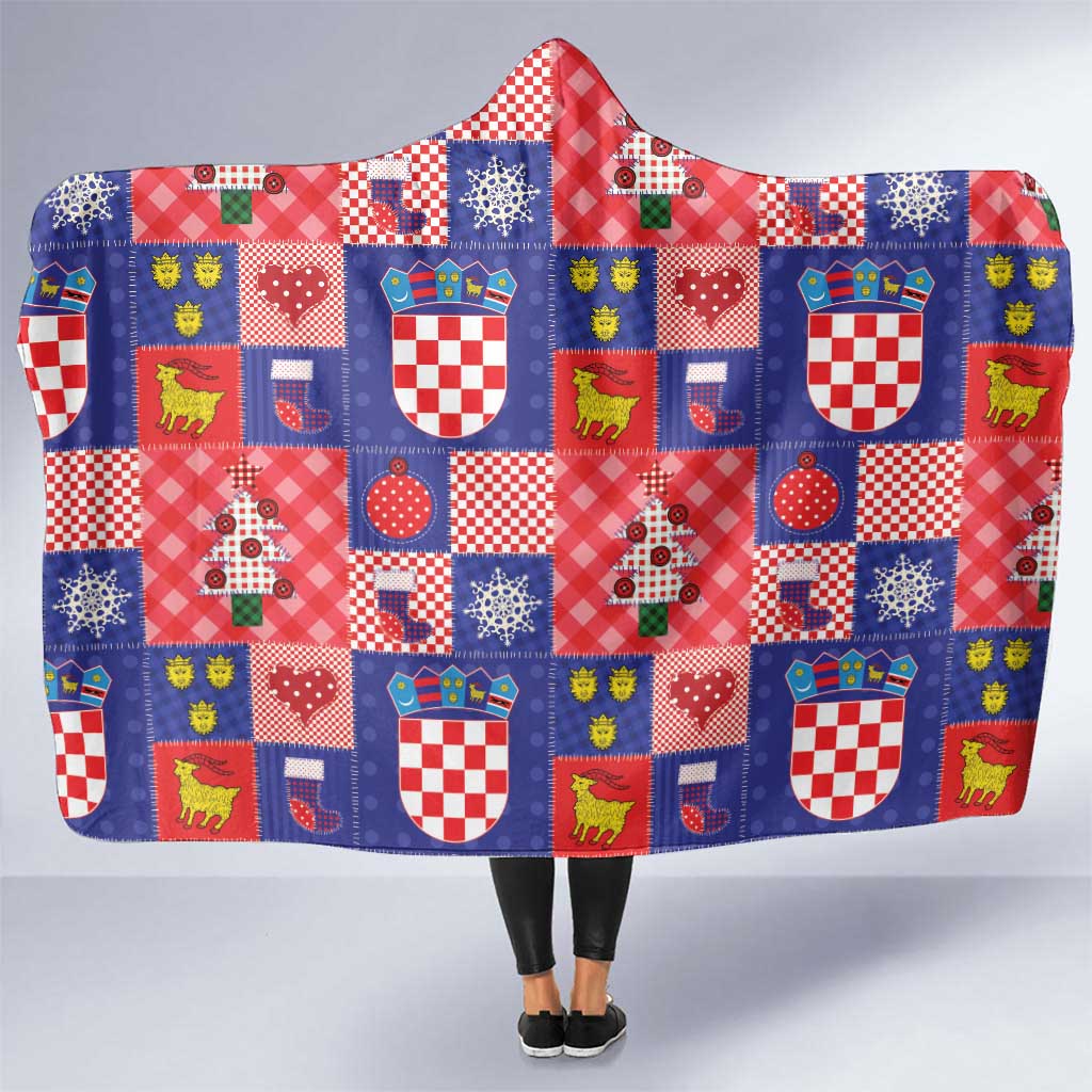 Croatia Christmas Patchwork Hooded Blanket - Wonder Print Shop