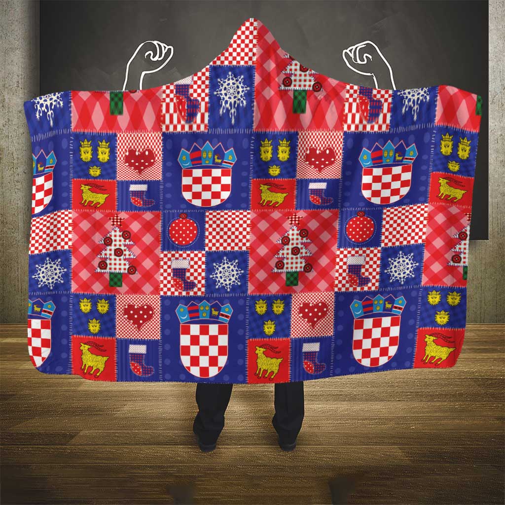 Croatia Christmas Patchwork Hooded Blanket - Wonder Print Shop