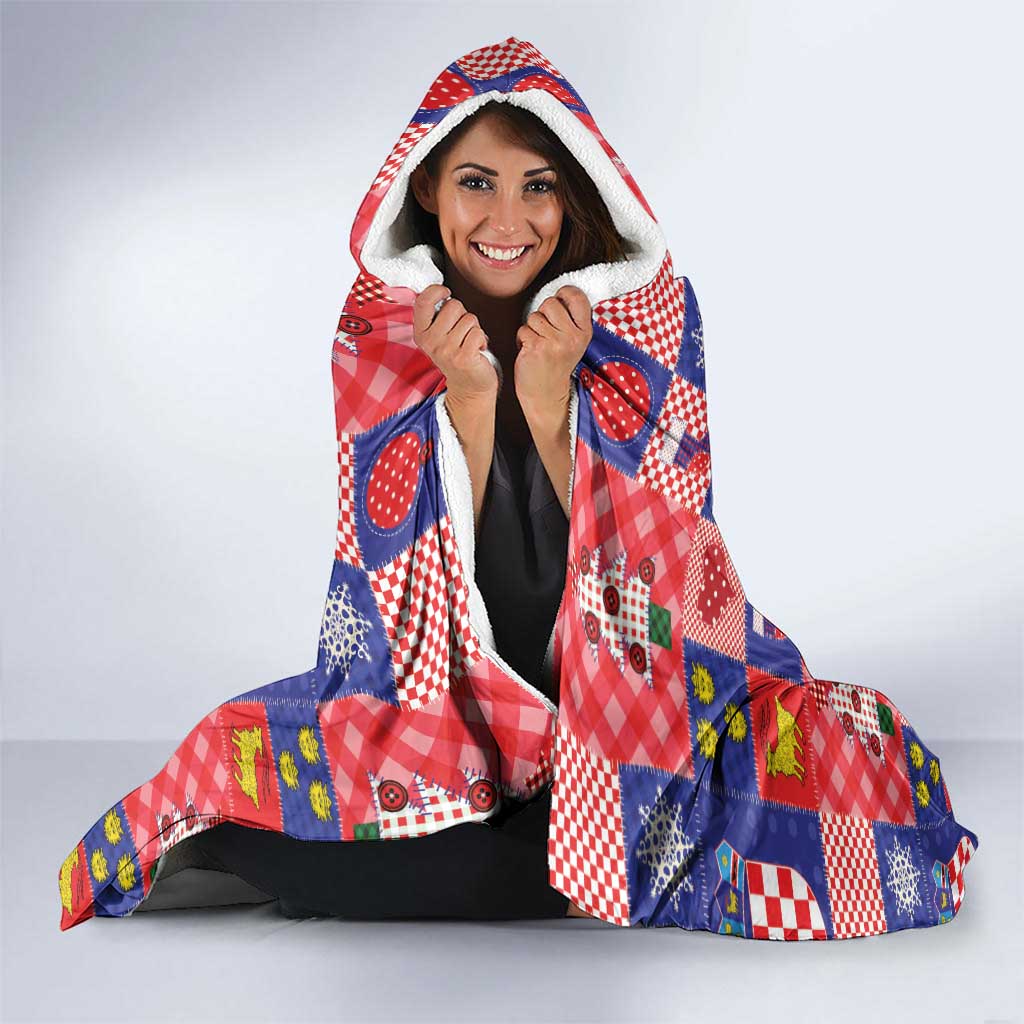 Croatia Christmas Patchwork Hooded Blanket - Wonder Print Shop