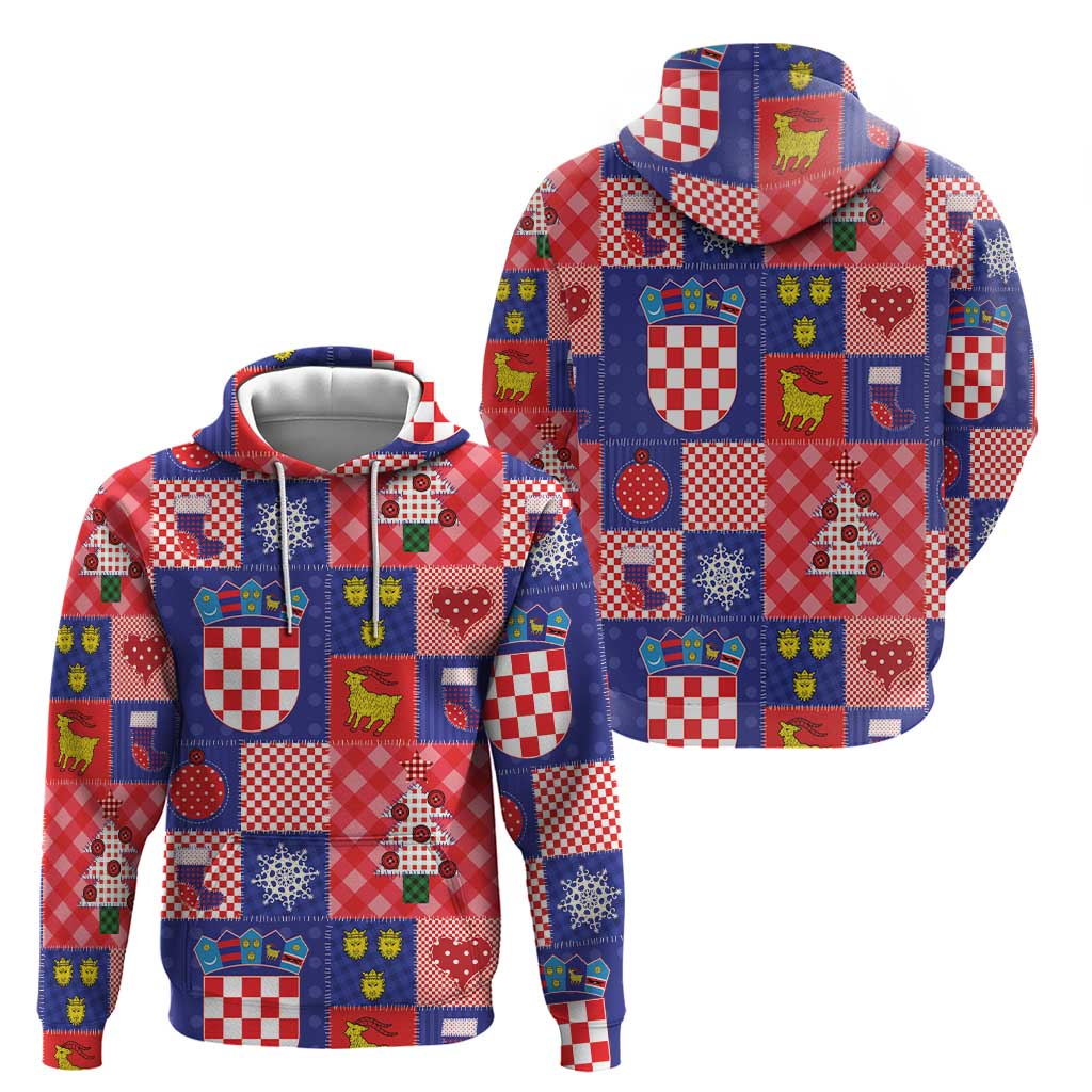 Croatia Christmas Patchwork Hoodie - Wonder Print Shop