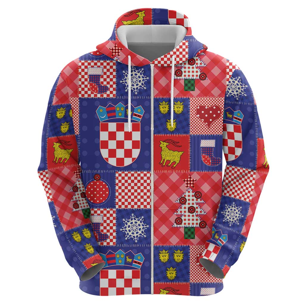 Croatia Christmas Patchwork Hoodie - Wonder Print Shop
